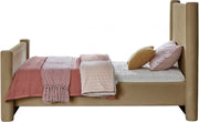 Elias Velvet Twin Bed Camel - Gate FurnitureTwin Bed