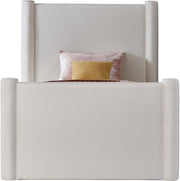 Elias Velvet Twin Bed Cream - Gate FurnitureTwin Bed