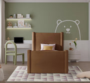 Elias Velvet Twin Bed Saddle - Gate FurnitureTwin Bed