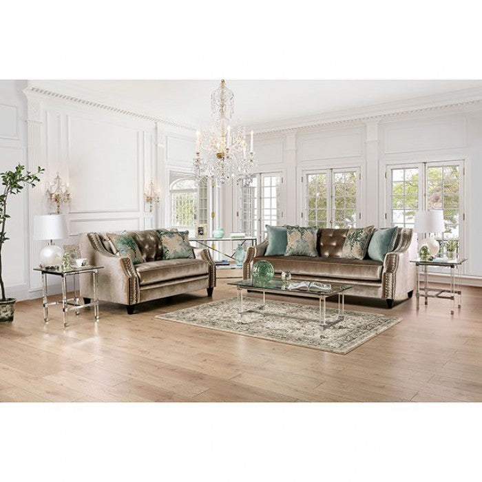 Elicia Champagne/Turquoise Sofa - SM2685-SF