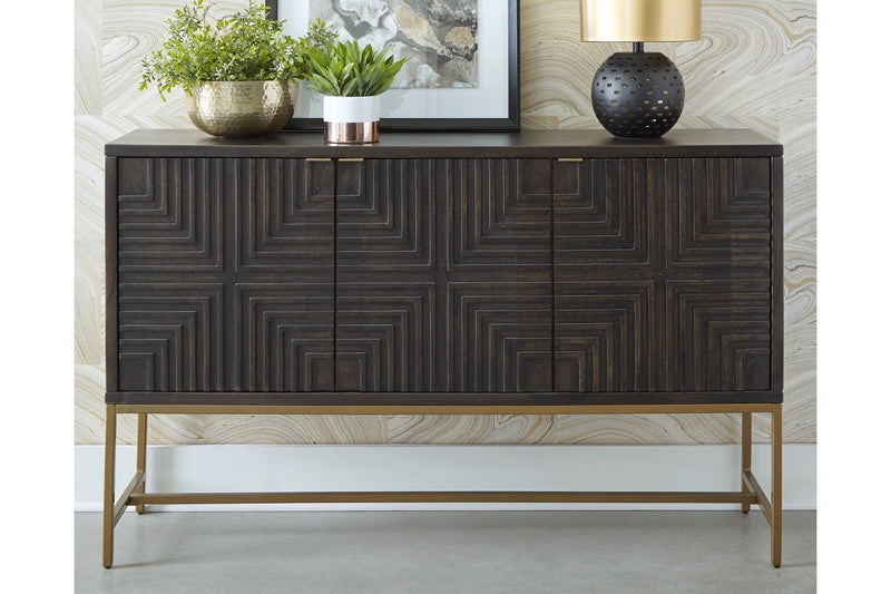 Elinmore Brown/Gold Finish Accent Cabinet - Gate FurnitureCabinet