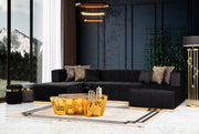 Elisha Black Velvet Double Chaise Sectional - Gate FurnitureSectional