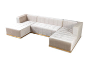 Elisha Ivory Velvet Double Chaise Sectional - Gate FurnitureSectional