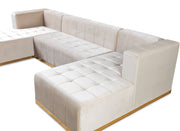 Elisha Ivory Velvet Double Chaise Sectional - Gate FurnitureSectional