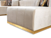 Elisha Ivory Velvet Double Chaise Sectional - Gate FurnitureSectional
