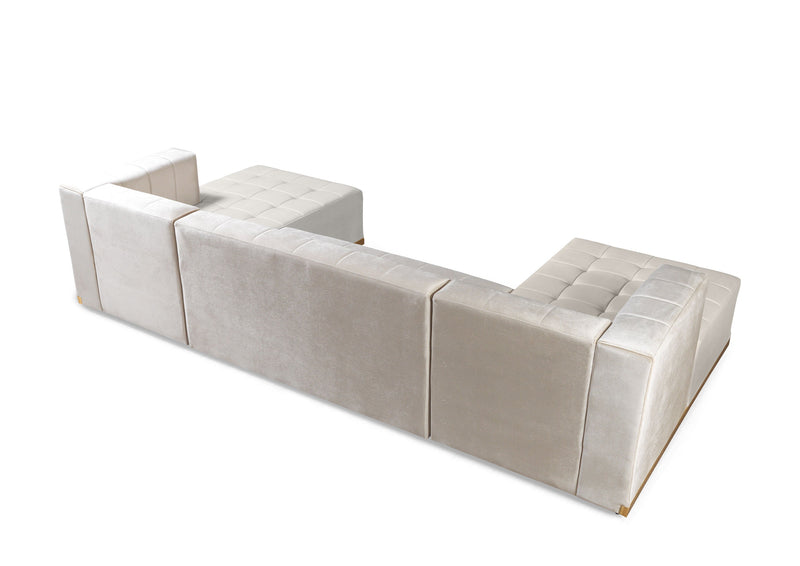 Elisha Ivory Velvet Double Chaise Sectional - Gate FurnitureSectional
