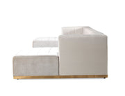 Elisha Ivory Velvet Double Chaise Sectional - Gate FurnitureSectional