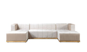 Elisha Ivory Velvet Double Chaise Sectional - Gate FurnitureSectional