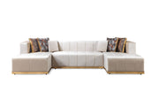 Elisha Ivory Velvet Double Chaise Sectional - Gate FurnitureSectional