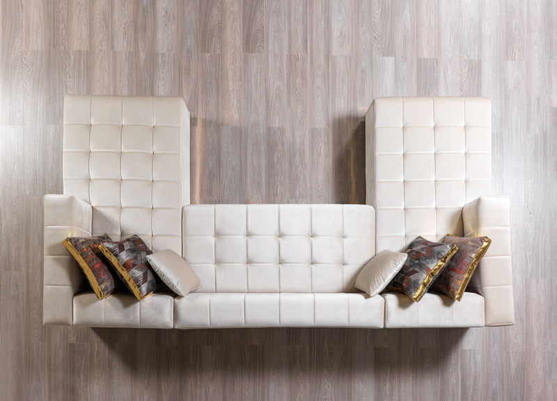Elisha Ivory Velvet Double Chaise Sectional - Gate FurnitureSectional