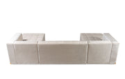 Elisha Ivory Velvet Double Chaise Sectional - Gate FurnitureSectional