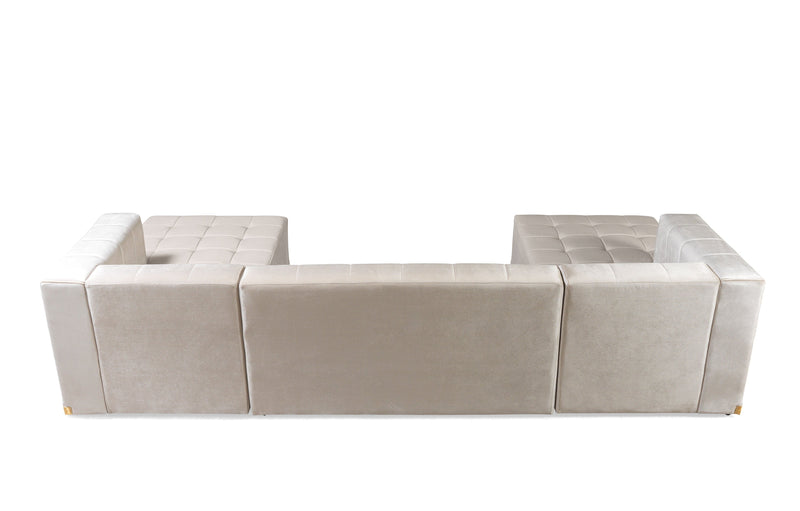 Elisha Ivory Velvet Double Chaise Sectional - Gate FurnitureSectional