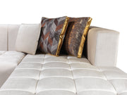 Elisha Ivory Velvet Double Chaise Sectional - Gate FurnitureSectional