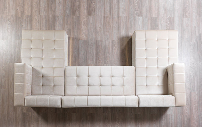 Elisha Ivory Velvet Double Chaise Sectional - Gate FurnitureSectional