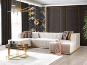 Elisha Ivory Velvet Double Chaise Sectional - Gate FurnitureSectional