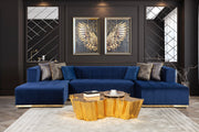 Elisha Navy Velvet Double Chaise 130" Sectional [ETA: 10/10] - ELISHANAVY-SEC