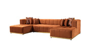 Elisha Orange Velvet Double Chaise 140" Sectional - Gate FurnitureSectional