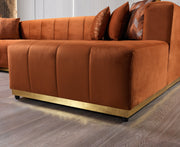 Elisha Orange Velvet Double Chaise 140" Sectional - Gate FurnitureSectional