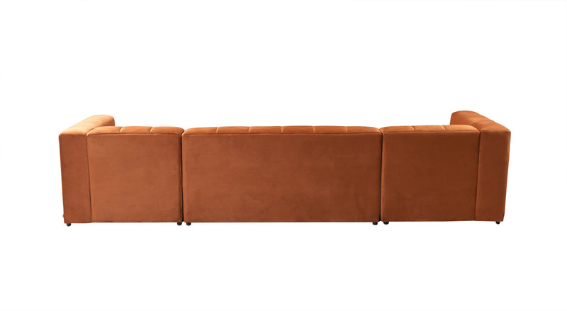 Elisha Orange Velvet Double Chaise 140" Sectional - Gate FurnitureSectional