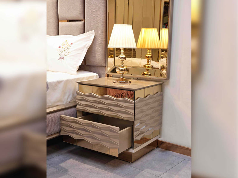 Elite Bedroom (Bed Frame With Headboard & Dresser & Mirror & 2 Nightstand) - Queen - 120-ELI-QB-SET