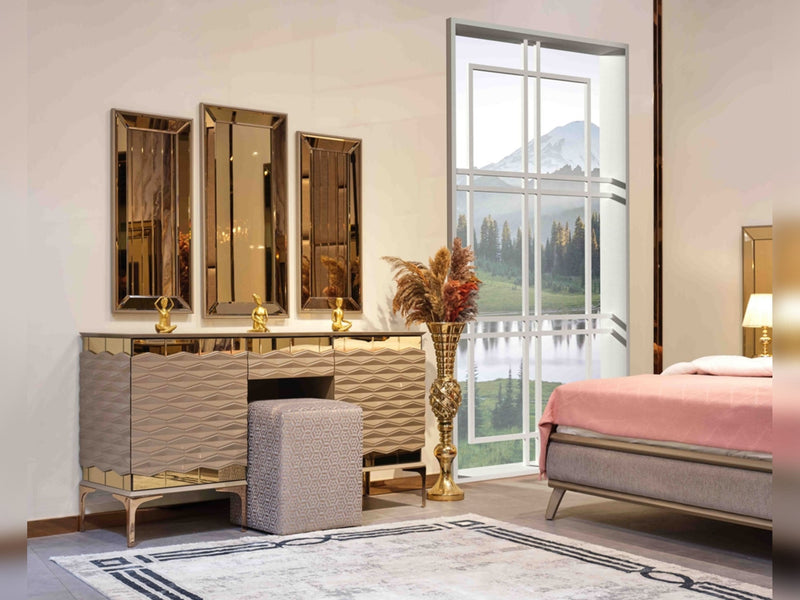 Elite Bedroom (Bed Frame With Headboard & Dresser & Mirror & 2 Nightstand) - Queen - 120-ELI-QB-SET