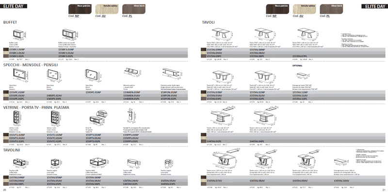 Elite Dining Room Brown  Silver Birch SET - p9876