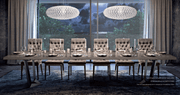 Elite Dining Table Brown  Silver Birch SET - p11623