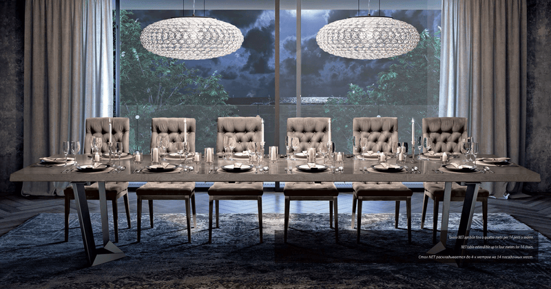 Elite Dining Table Brown  Silver Birch SET - p11623