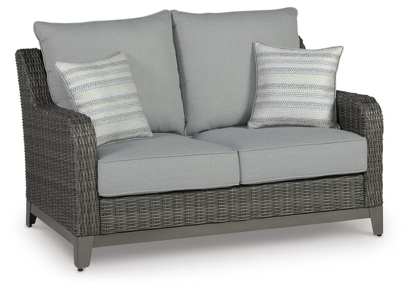 Elite Park Outdoor Loveseat with Coffee Table in Gray - PKG013866