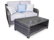 Elite Park Outdoor Loveseat with Coffee Table in Gray - PKG013866