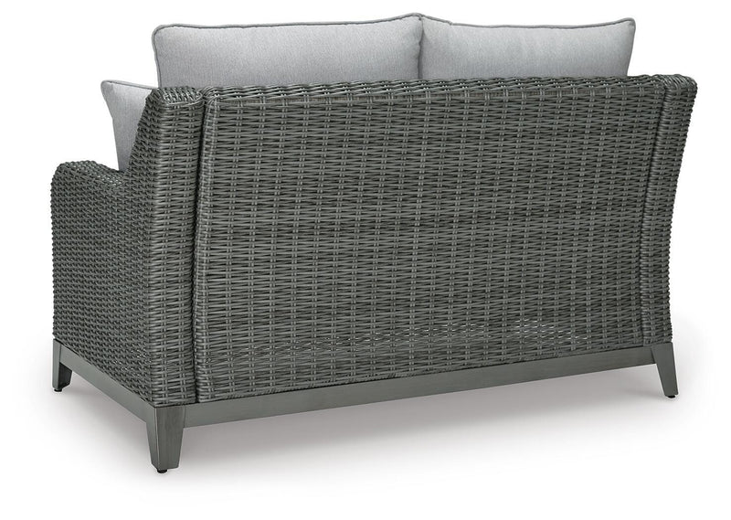 Elite Park Outdoor Loveseat with Coffee Table in Gray - PKG013866
