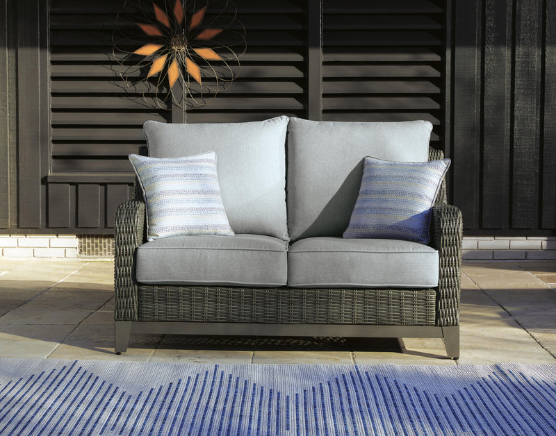 Elite Park Outdoor Loveseat with Coffee Table in Gray - PKG013866