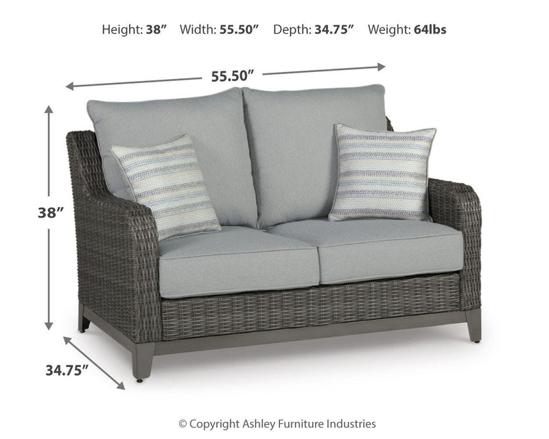 Elite Park Outdoor Loveseat with Coffee Table in Gray - PKG013866