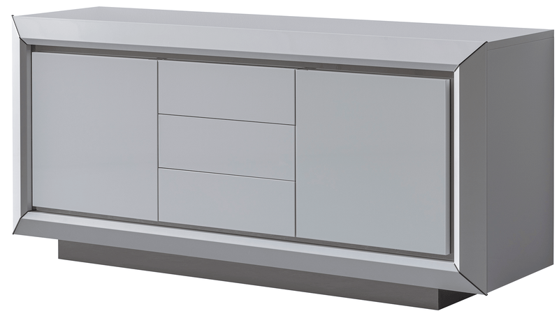 Elite White 3Door Buffet/ Mirror Set - p13179
