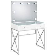 Eliza Vanity Set with Lighting & Stool White and Chrome - 936164