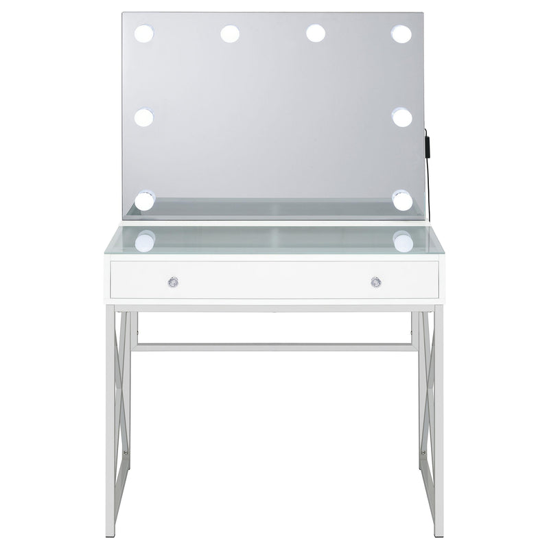 Eliza Vanity Set with Lighting & Stool White and Chrome - 936164