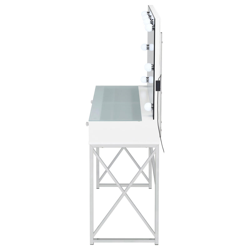 Eliza Vanity Set with Lighting & Stool White and Chrome - 936164