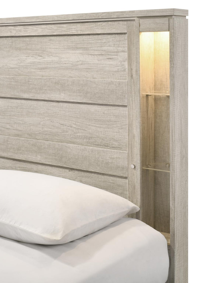 Ella - Beige Panel King Bed with Gold Accent - B332-K-Bed