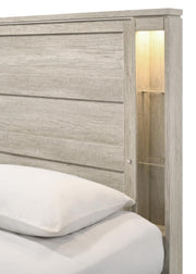 Ella - Beige Panel Queen Bed with Gold Accent - B332-Q-Bed