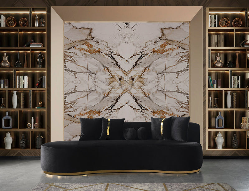 Ella Black Velvet Chaise Lounge - ELLABLACK-CH