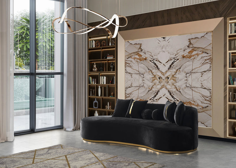 Ella Black Velvet Chaise Lounge - ELLABLACK-CH