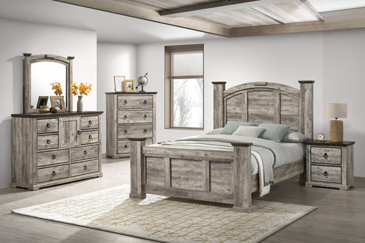 Ella - Mae Rustic Brown King Poster Bed - Gate FurnitureKing Bed