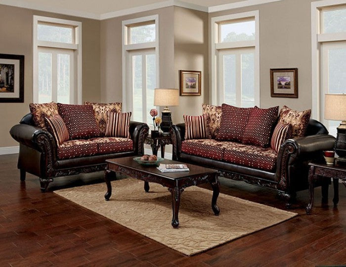 Ellis Burgundy/Brown/Dark Cherry Sofa - SM7507N-SF