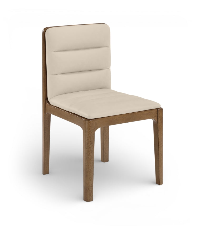 Ellis Cane And Vegan Leather Upholstered Dining Chair in Beige, Set of 2 - 88050Beige-C