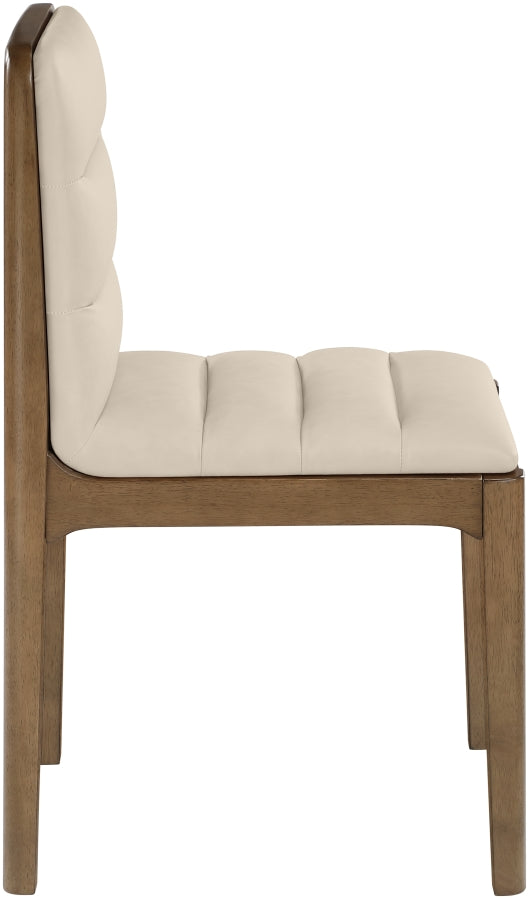 Ellis Cane And Vegan Leather Upholstered Dining Chair in Beige, Set of 2 - 88050Beige-C