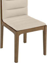 Ellis Cane And Vegan Leather Upholstered Dining Chair in Beige, Set of 2 - 88050Beige-C