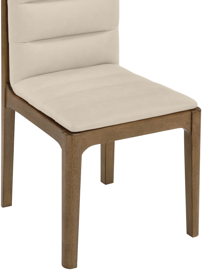 Ellis Cane And Vegan Leather Upholstered Dining Chair in Beige, Set of 2 - 88050Beige-C