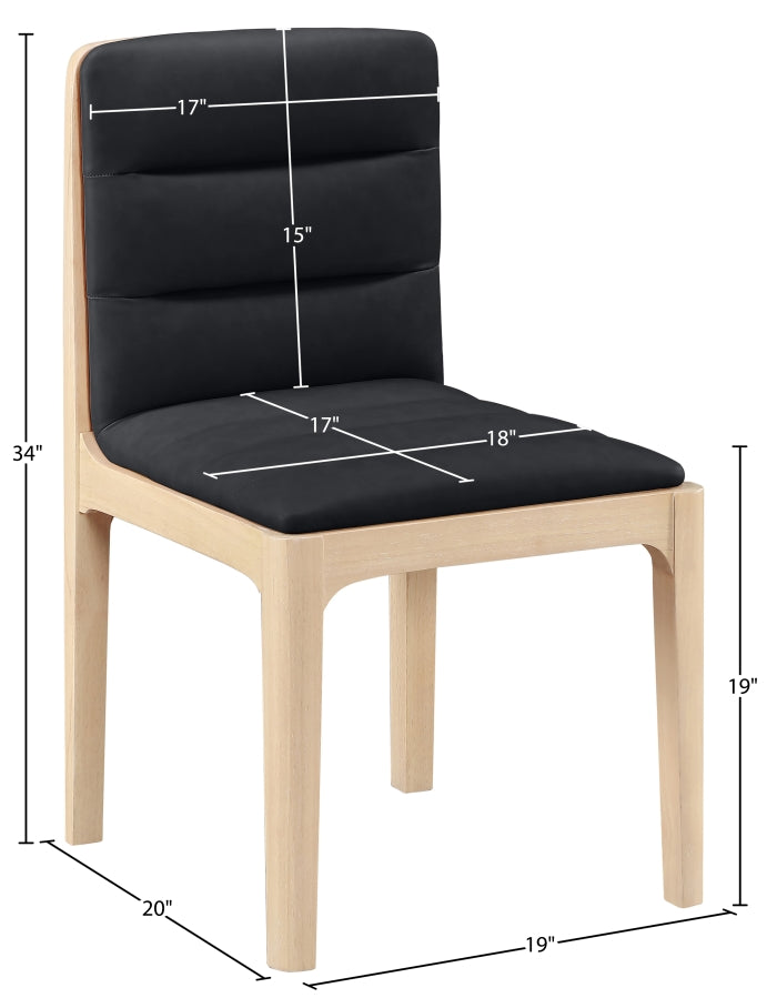 Ellis Cane And Vegan Leather Upholstered Dining Chair in Black, Set of 2 - 88047Black-C