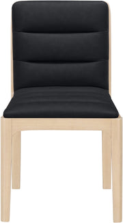 Ellis Cane And Vegan Leather Upholstered Dining Chair in Black, Set of 2 - 88047Black-C