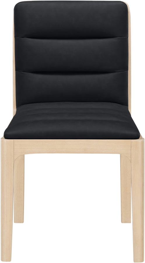 Ellis Cane And Vegan Leather Upholstered Dining Chair in Black, Set of 2 - 88047Black-C